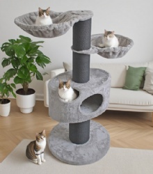 Extra-Thick Post Cat Tower with Plush Hammock
