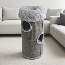 Cat Barrel with Cozy Top Bed