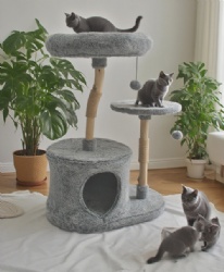 Natural Solid Wood Columns Cat Tree