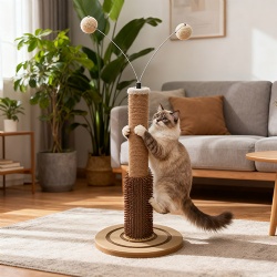 PurrPlay Dual-Ball Cat Scratching Post