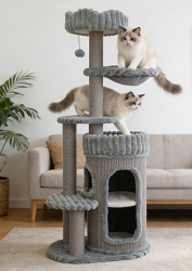 Modern Multi-Tier Cat Tree Tower with Multiple Perches and Scratching Columns