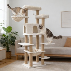 Ivory Haven Cat Activity Tree – Multi-Tier Climbing Tower for Multiple Cats