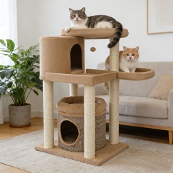 ozy Haven Cat Activity Tree – Multi-Tier Climbing Tower with Dual Hideaways