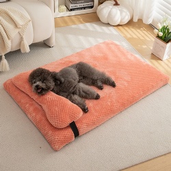 Comfortable Solid Dog Cat Bed with Pillow Pet Mat Winter Warm Pineapple Grids Dog Bed
