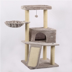 lucky cat climbing cat scratcher tree