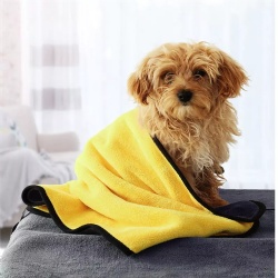 Quick Dry Dog Grooming Microfiber Pet Towel with Pocket ,Pet Cat Bathing Bathrobe