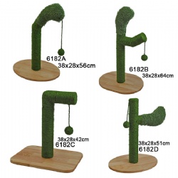 Solid wood one pole cactus cat pole