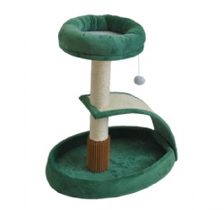 Deluxe Velvet Cat Climbing Tree with Grooming Sisal Posts