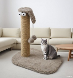 Fun - Eyed Cat Scratching Post with Hanging Toy
