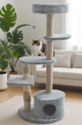 Plush Cat Climbing Tower with Wood Scratching Posts