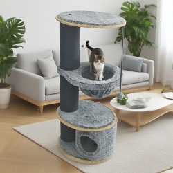 Wooden Cat Tower with Hammock