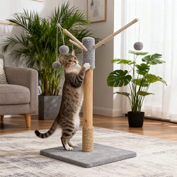 Wood Cat Pole with Toys